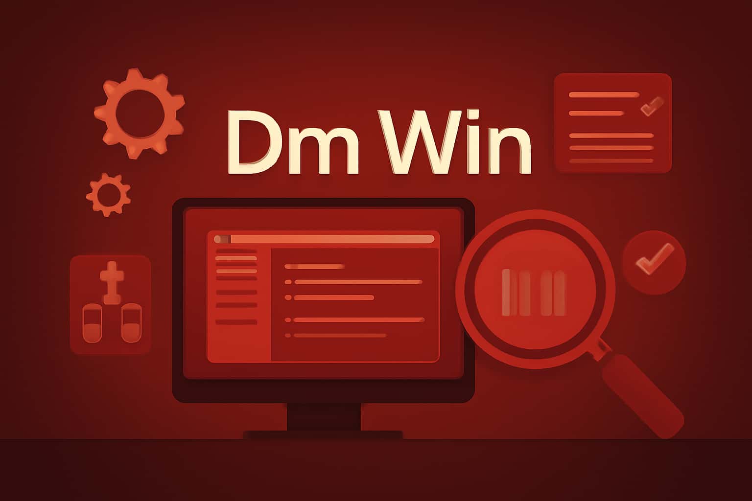 Informational scene illustrating advanced features of Dm Win.