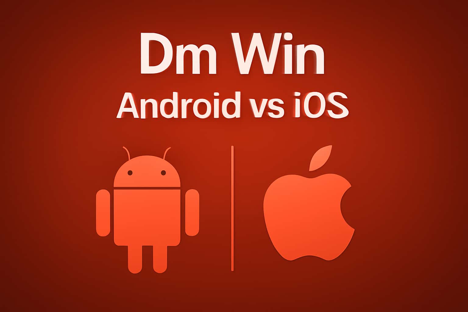 An informational graphic comparing Dm Win on Android and iOS, showcasing features and differences.