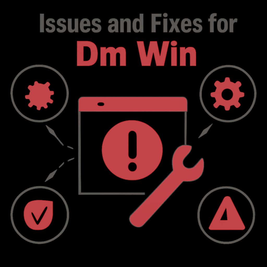 An educational diagram on troubleshooting Dm Win issues.