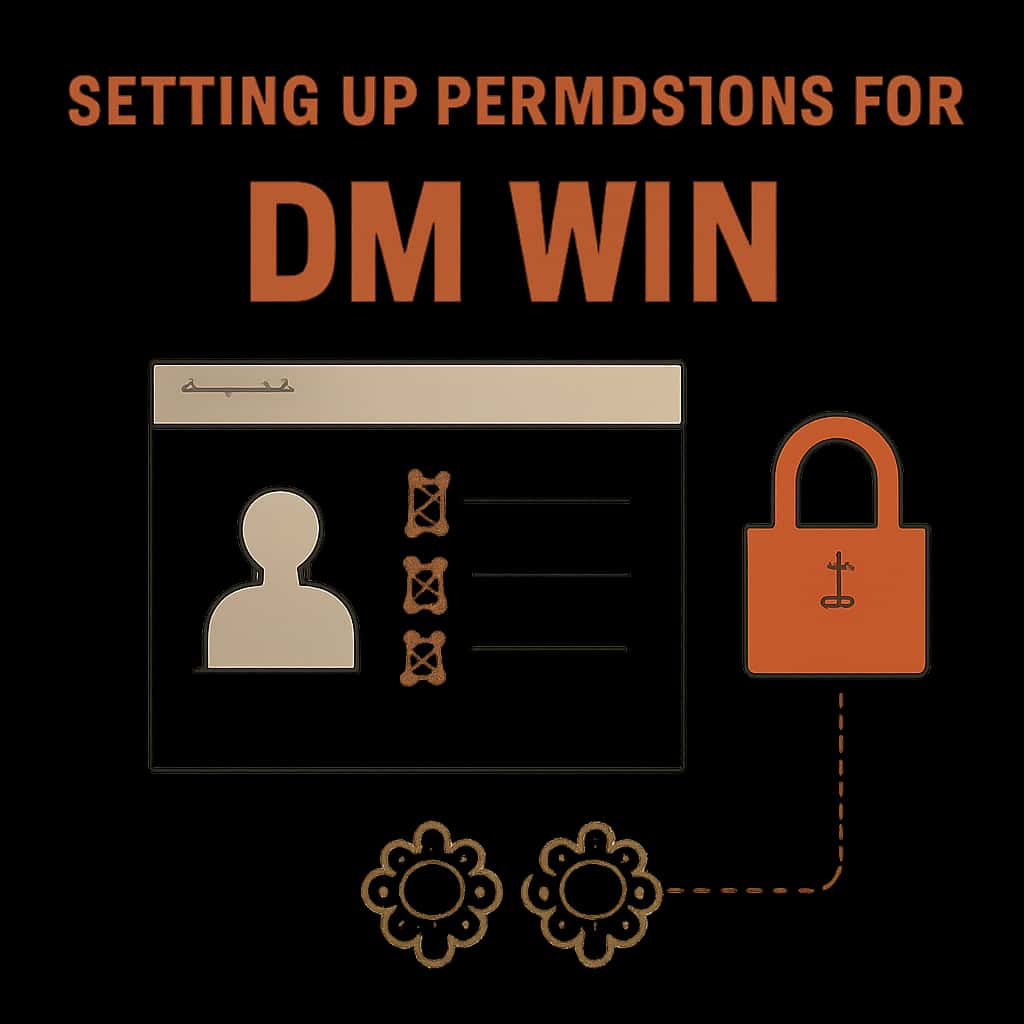 An educational diagram showing the required permissions for Dm Win.