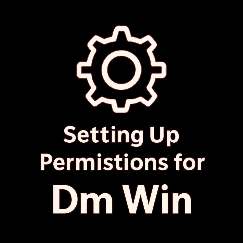 A badge icon illustrating the concept of setting up permissions for Dm Win.
