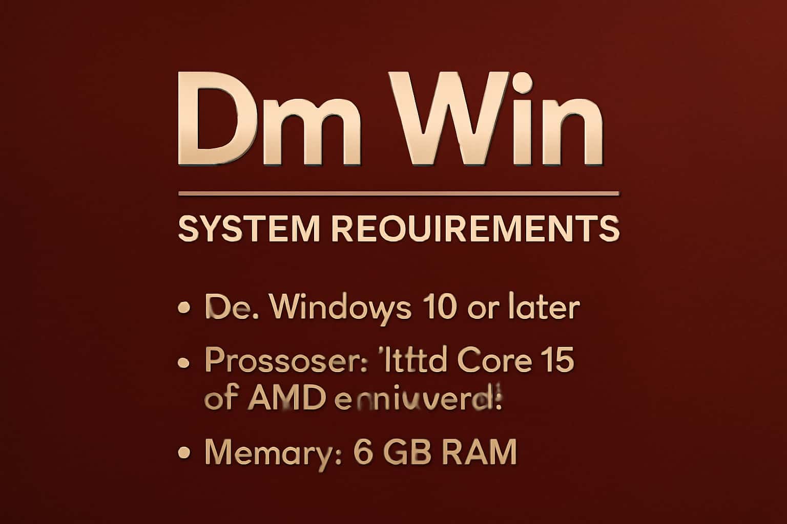 Informational display about Dm Win System Requirements.