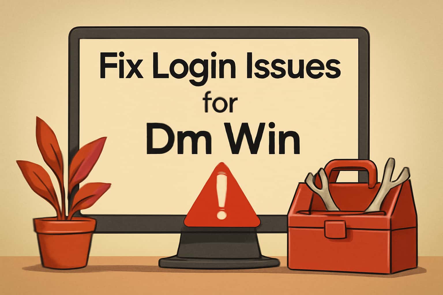 Informational scene about resolving login issues for Dm Win.