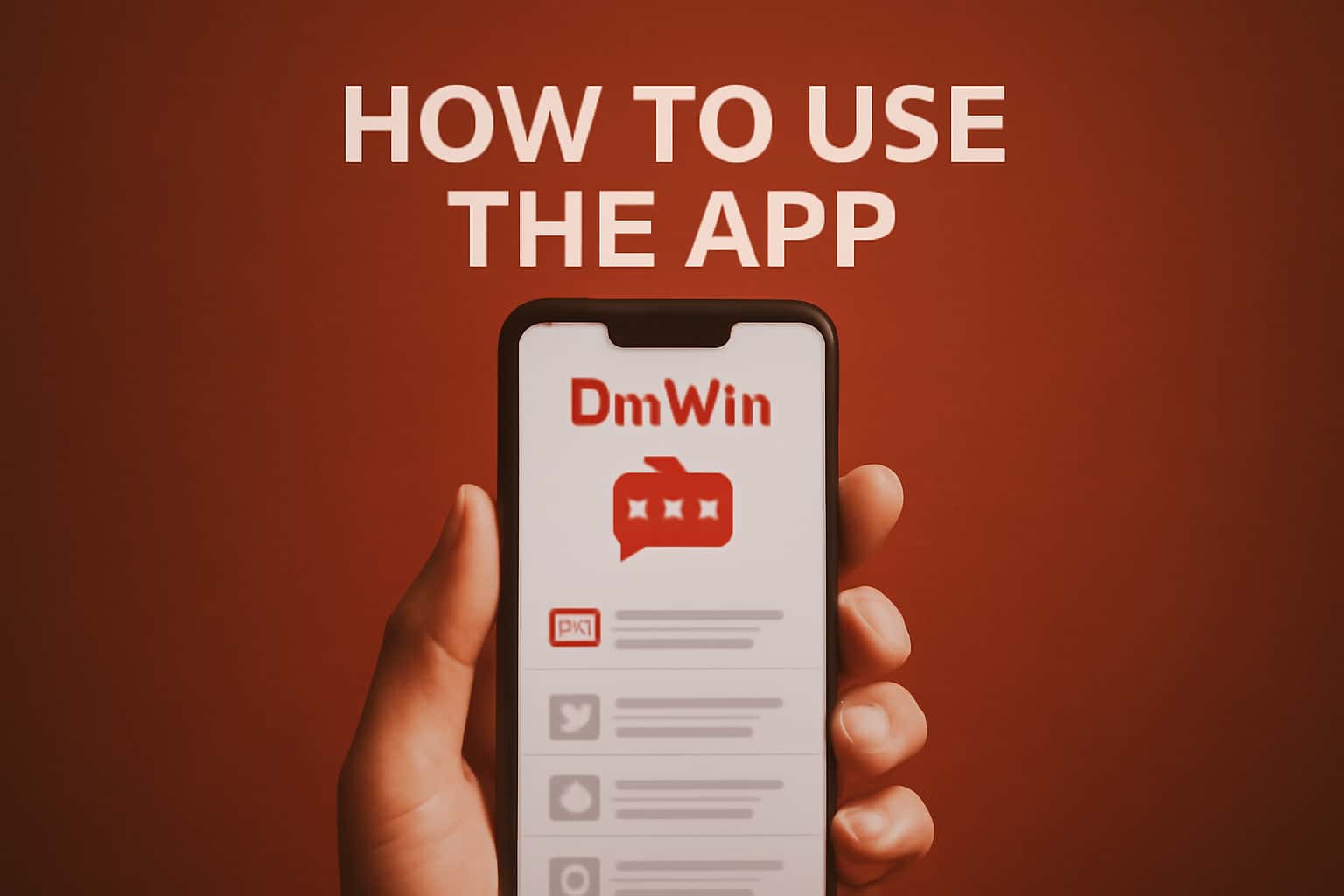 Informational scene depicting the functionalities of the Dm Win App.
