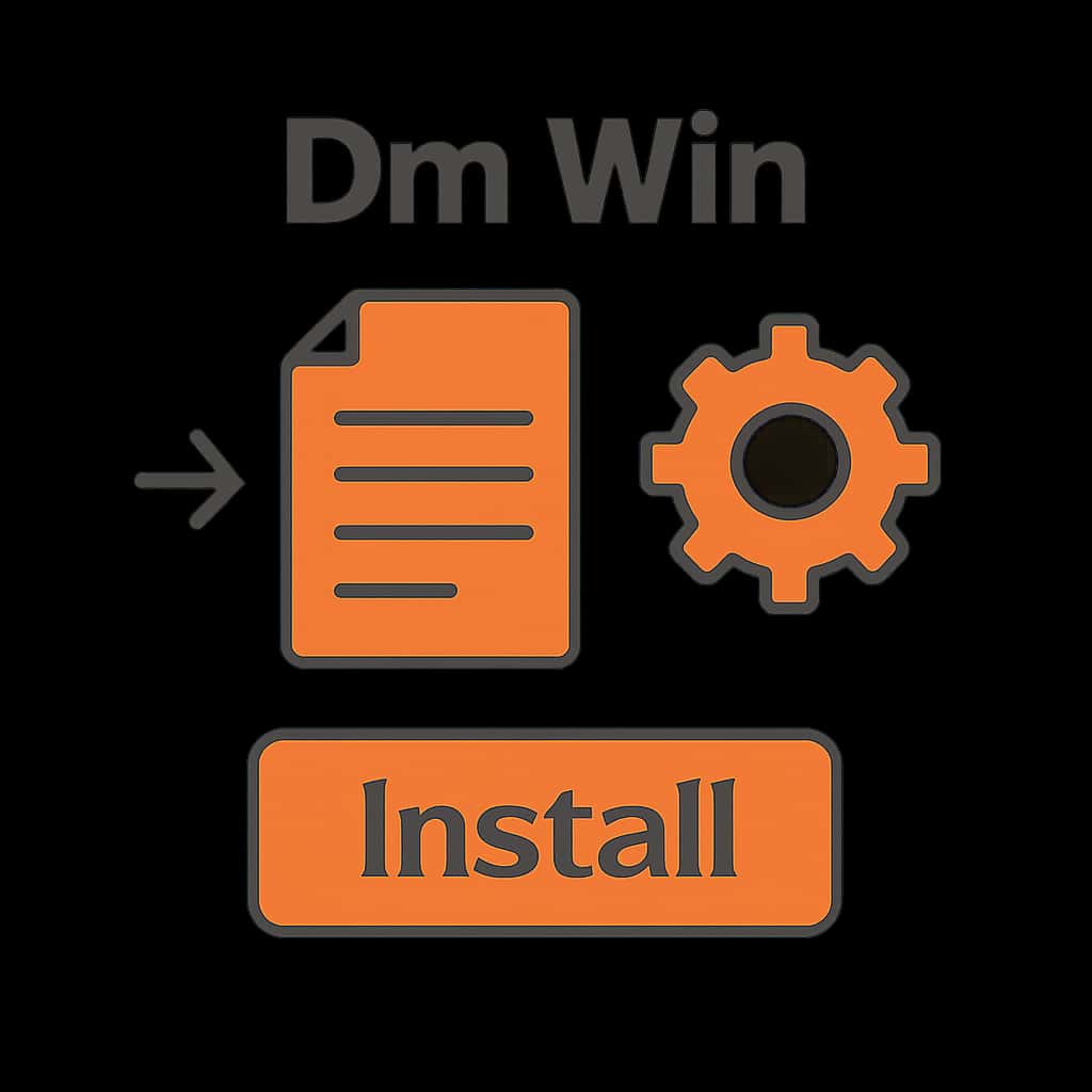 Illustration detailing Dm Win installation process.