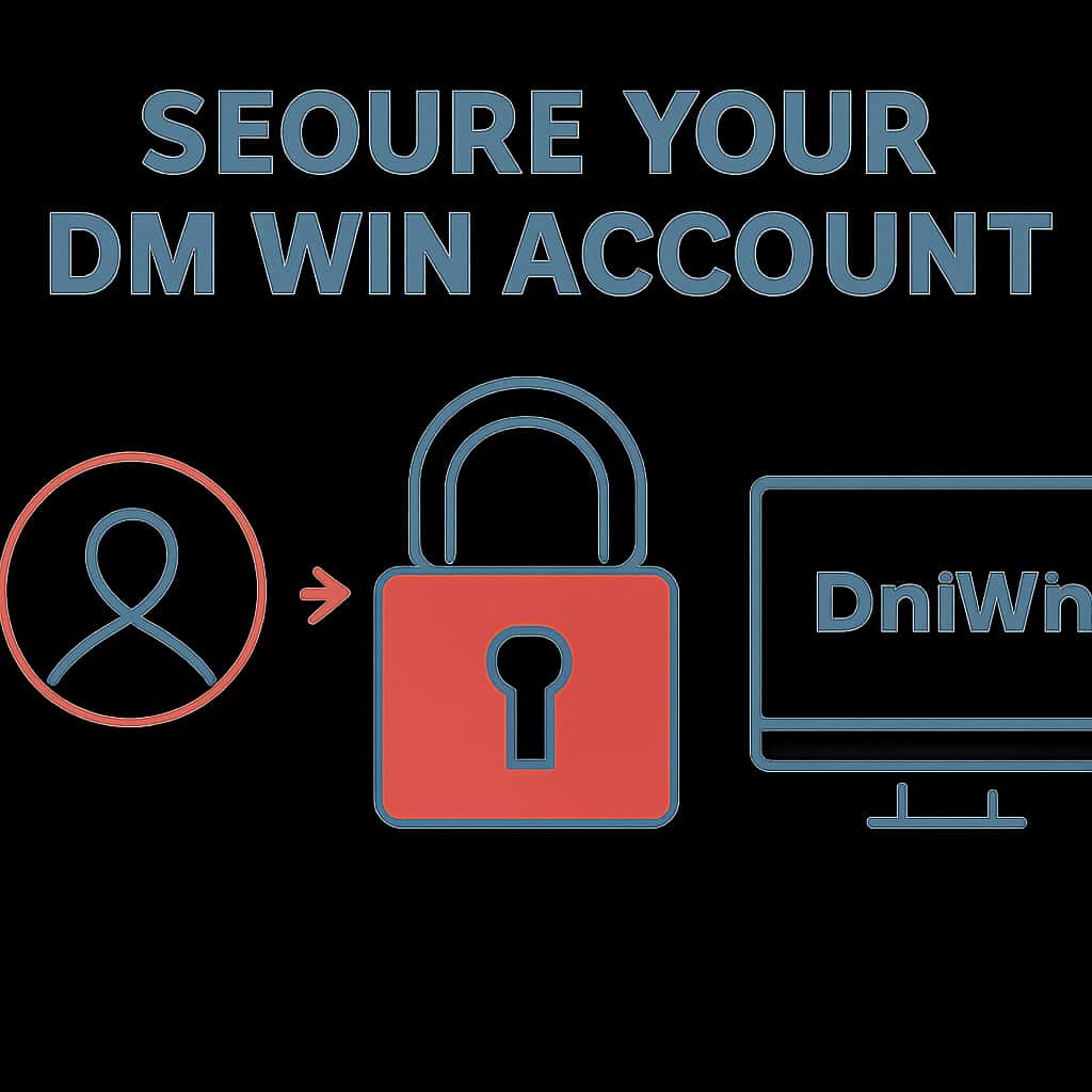Diagram demonstrating steps for securing a Dm Win account.
